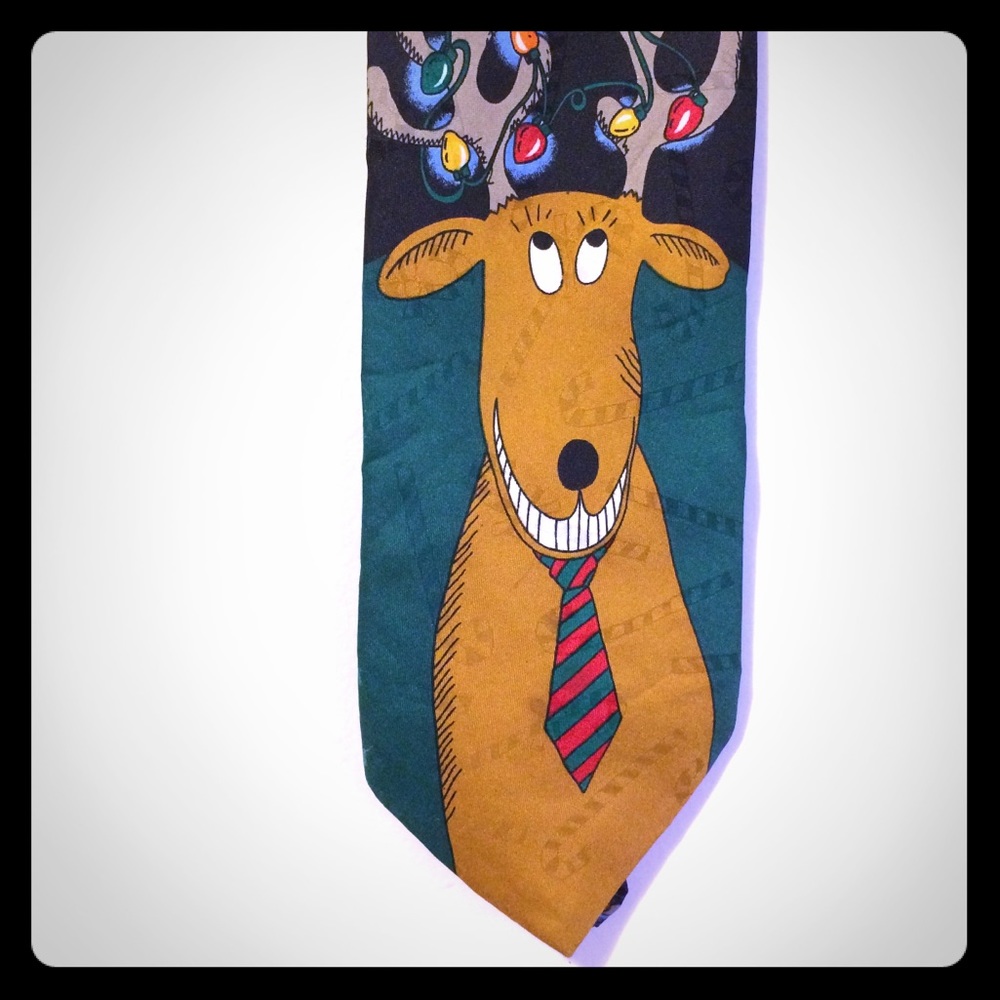 Men’s Reindeer Christmas Tie Silk New